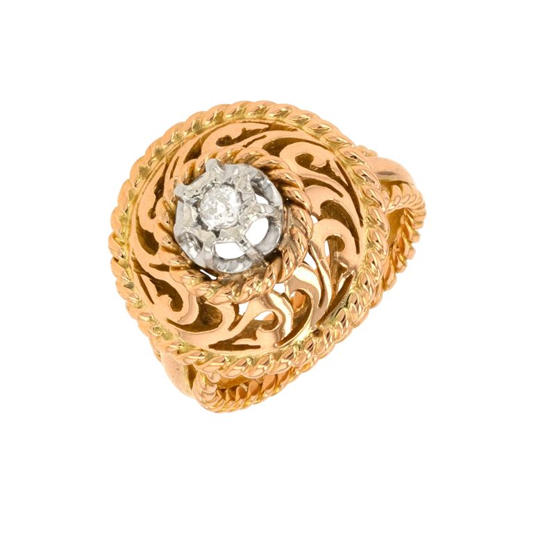 Bague vintage diamant 0.05 carat 2 ors 8.42g Comme neuf -  reconditionné disponible sur Gemme Les Bijoux
